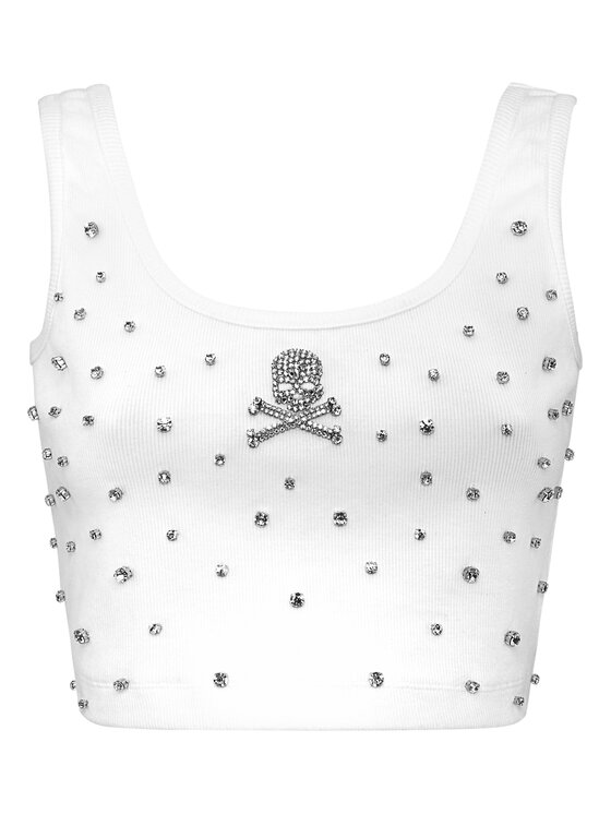 PHILIPP PLEIN PHILIPP PLEIN Tank top 23591 Biały Skin Tight Fit