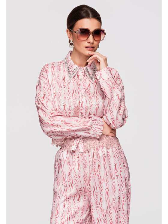 Ombre Ombre Koszula OW-SH-E0017 Różowy Loose Fit