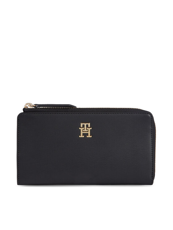 Tommy Hilfiger Liels sieviešu maks Th Feminine Large Slim Wallet AW0AW14890 Melns