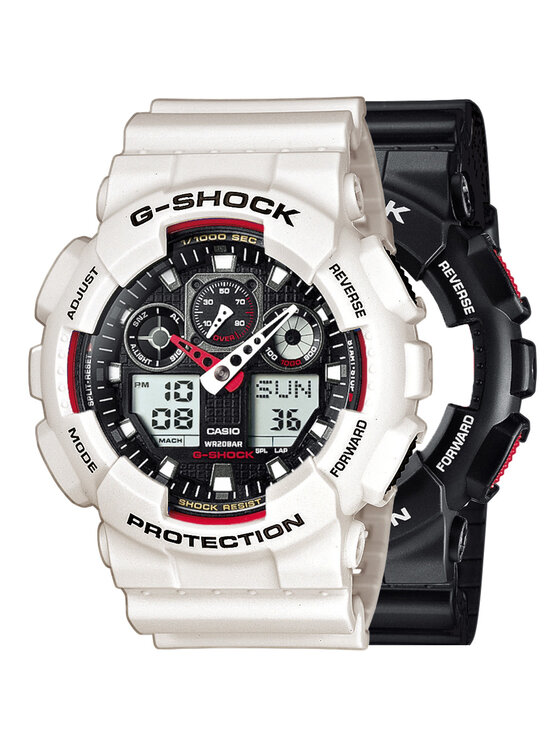 Casio Casio Zegarek SET GA-100-1A4ER + BEZEL 10395292 + PASEK 10395227 Biały