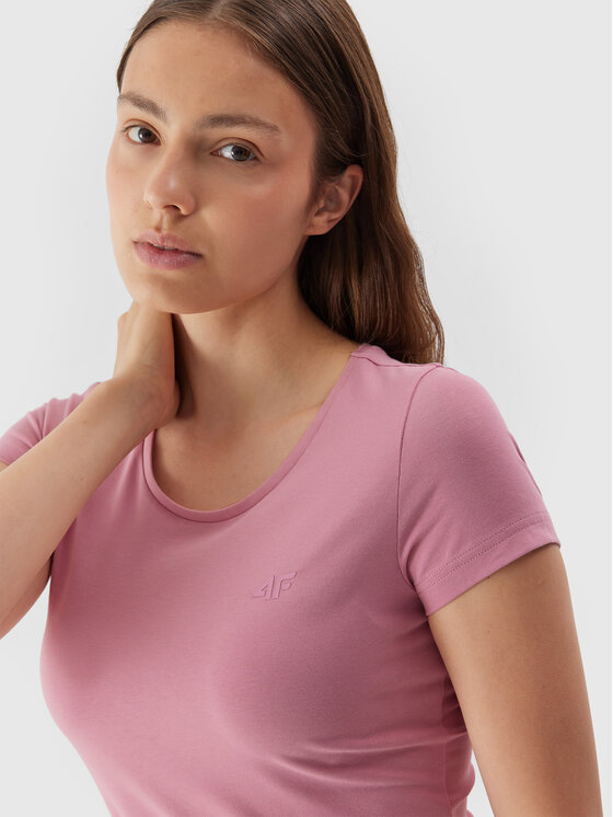 4F 4F T-shirt 4FAW23TTSHF0906 Ružičasta Slim Fit