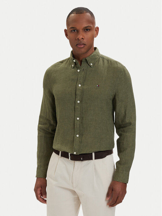 Tommy Hilfiger Tommy Hilfiger Риза MW0MW41530 Тъмнозелен Regular Fit