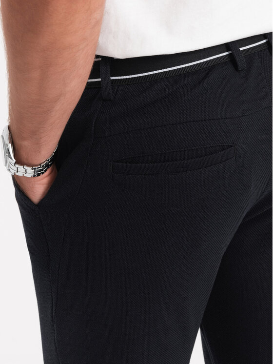 Ombre Ombre Kalhoty z materiálu OM-PACP-0116 Černá Regular Fit