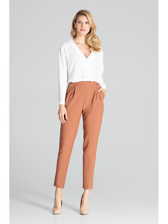 FIGL FIGL Dámské kalhoty M676 Hnědá Regular Fit