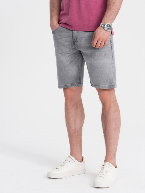 Ombre Ombre Džínové šortky OM-SRDS-0145 Šedá Regular Fit