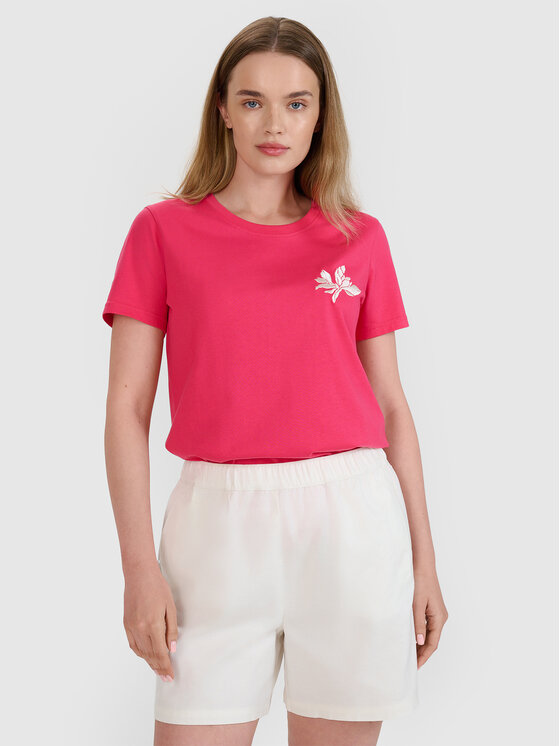 4F 4F T-Shirt SS MIDSHOP TEXTILE Różowy Regular Fit