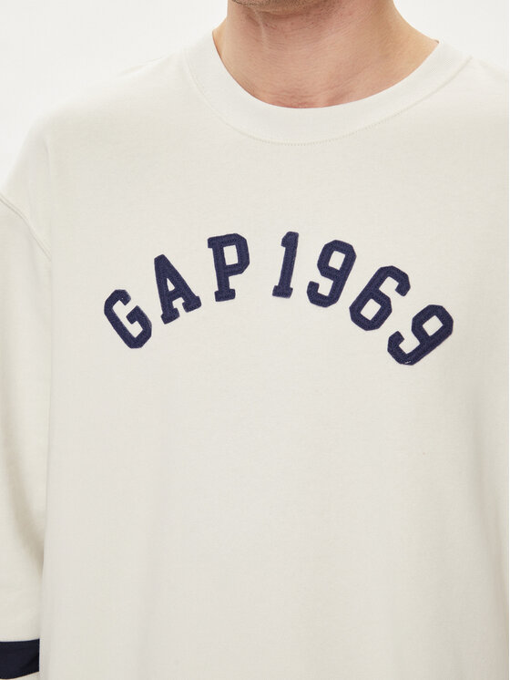 Gap Gap Majica dugih rukava 664496-00 Écru Regular Fit