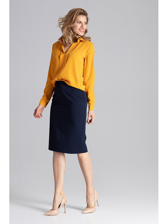 FIGL FIGL Koszula M621 Żółty Loose Fit