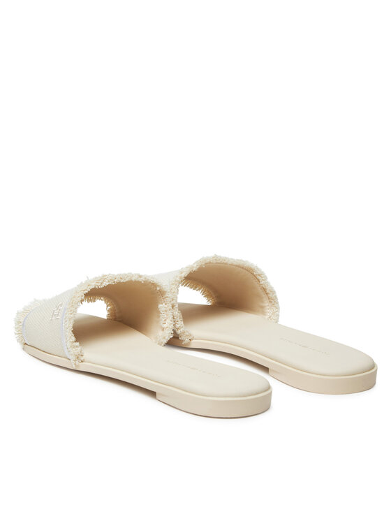 Tommy Hilfiger Tommy Hilfiger Plätud Fringe Canvas Flat Sandal FW0FW08908 Beež