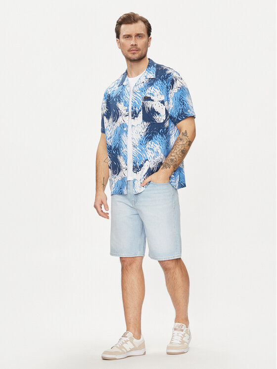 Lee Lee Džínsové šortky Asher 112349239 Modrá Loose Fit