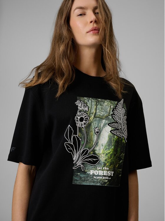 4F 4F T-Shirt CAMP Czarny Loose Fit