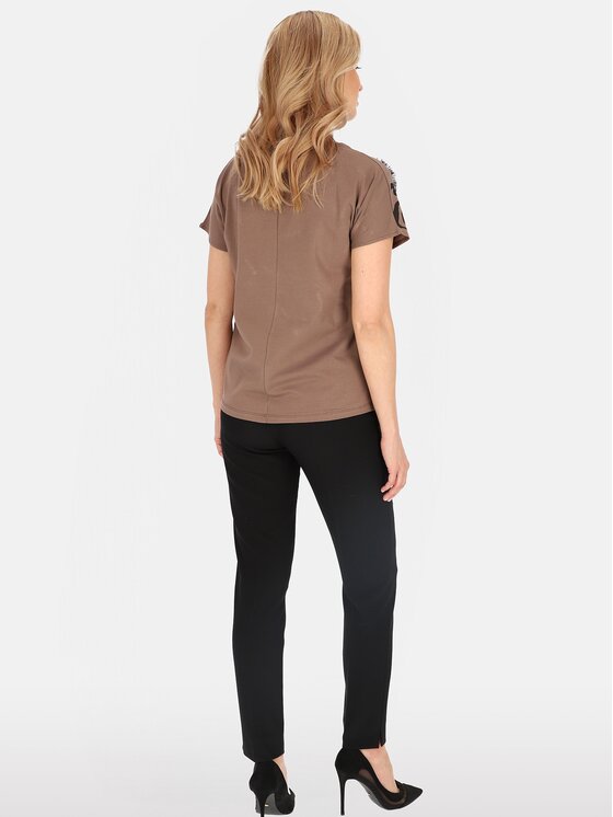 Perso Perso T-Shirt TCE247000F Hnědá Regular Fit