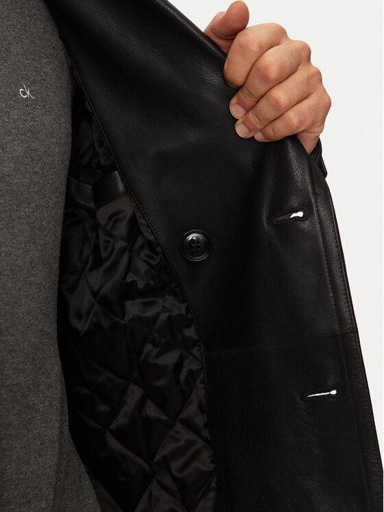 BOSS Boss Kožená bunda H-Mackinley 50524895 Černá Regular Fit