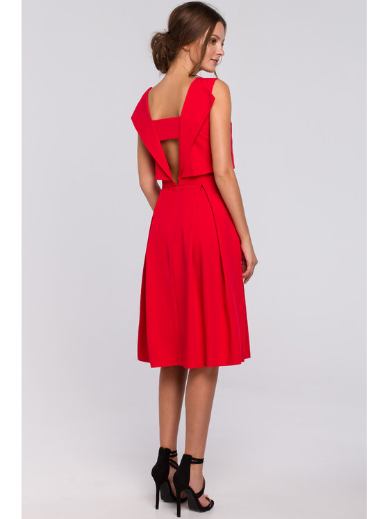 Makover Makover Elegantní šaty K005 Červená Regular Fit