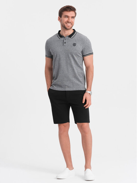 Ombre Ombre Šortky z materiálu OM-SRCS-0126 Černá Slim Fit