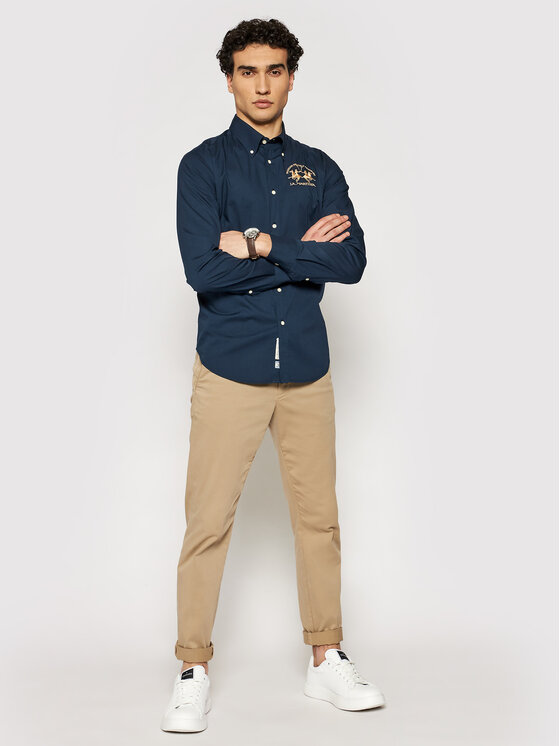 La Martina La Martina Πουκάμισο Poplin CCMC01 PP003 Σκούρο μπλε Regular Fit