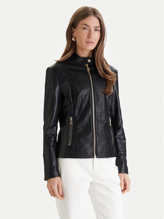 Guess Guess Bunda z imitácie kože W6RL52 WL850 Čierna Regular Fit