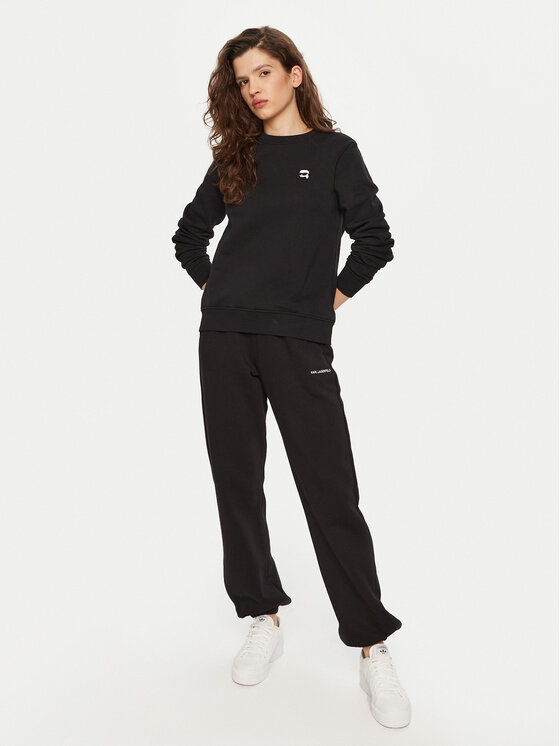 KARL LAGERFELD KARL LAGERFELD Donji dio trenerke A1W10130 Crna Relaxed Fit