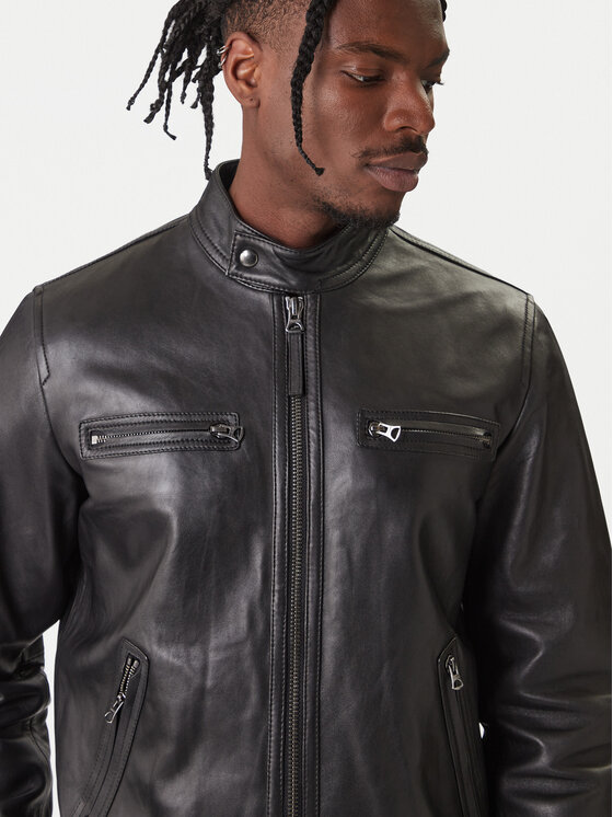 Tommy Hilfiger Tommy Hilfiger Giacca di pelle Racer MW0MW41961 Nero Regular Fit