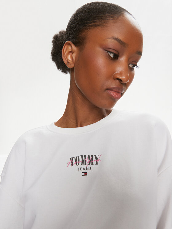 Tommy Jeans Tommy Jeans Majica dugih rukava Essential Logo DW0DW17796 Bijela Relaxed Fit