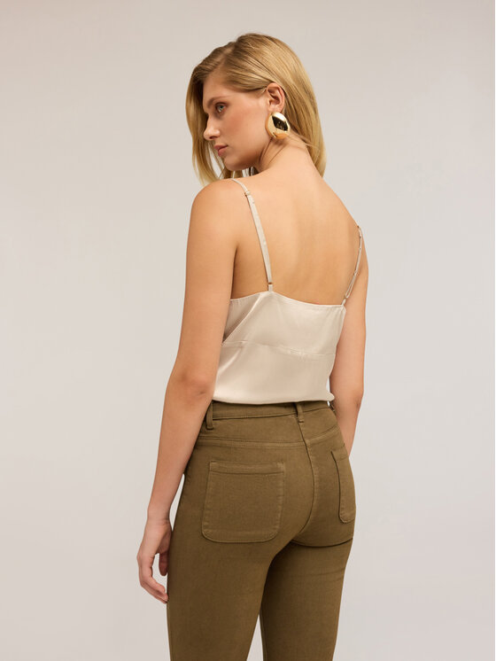 Motivi Motivi Top D759Q000487N002 Kremowy Slim Fit