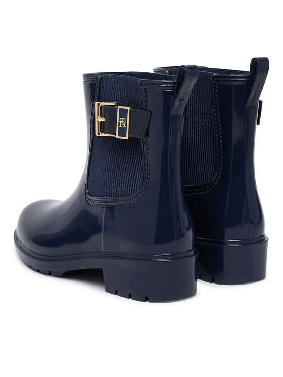 Tommy Hilfiger Tommy Hilfiger Γαλότσες Th Buckle Glossy Ankle Rain Boot FW0FW09543 Σκούρο μπλε
