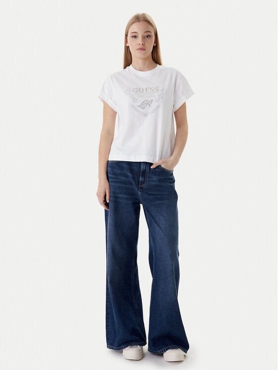 Guess Guess Marškinėliai W6RI30 I3Z14 Balta Regular Fit