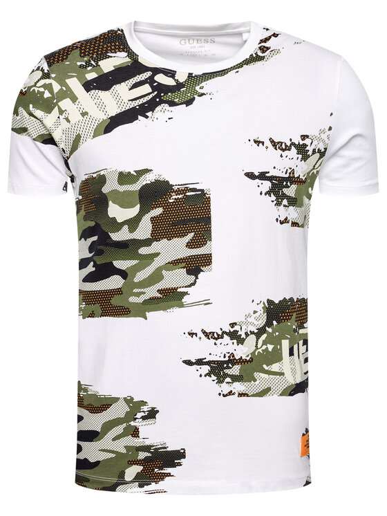Guess Guess Tričko Camouflage M1RI59 K8FQ0 Biela Regular Fit