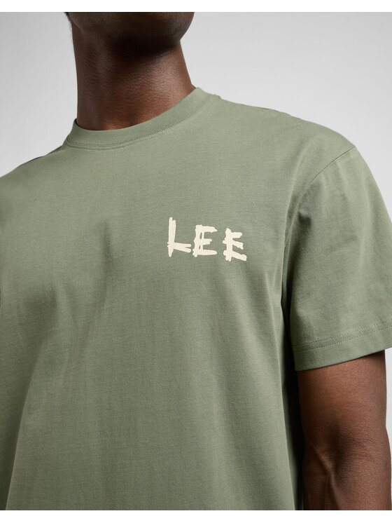 Lee Lee T-Shirt ELEVATED ESS LOGO TEE Zielony Relaxed Fit