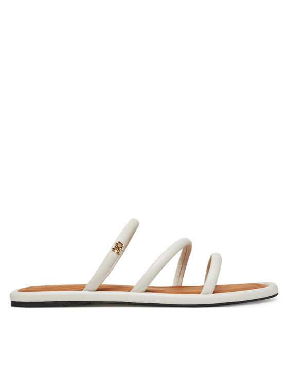 Tommy Hilfiger Ciabatte Strappy Leather Mule FW0FW08939 Bianco, taglia : 37