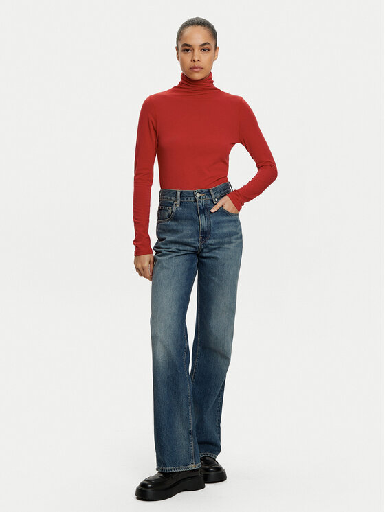 Gap Gap Bluză cu gât 625610-00 Roșu Slim Fit