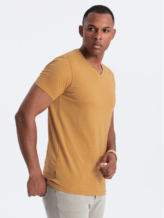 Ombre Ombre T-Shirt OM-TSBS-0145 Žlutá Regular Fit