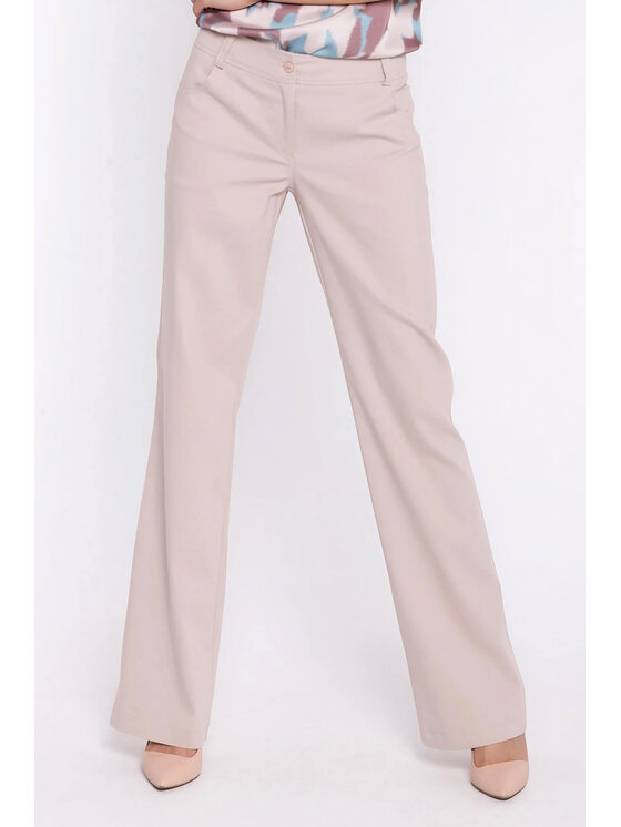 NIFE NIFE Kalhoty z materiálu SD140 Béžová Bootcut Fit