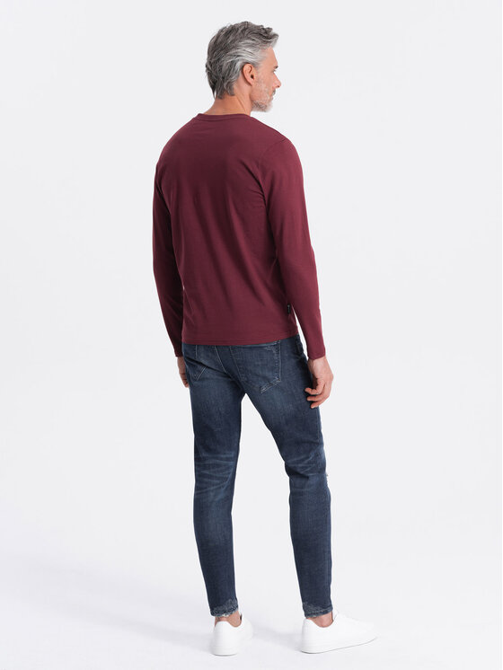 Ombre Ombre Longsleeve OM-LSBL-0108 Bordowy Classic Fit