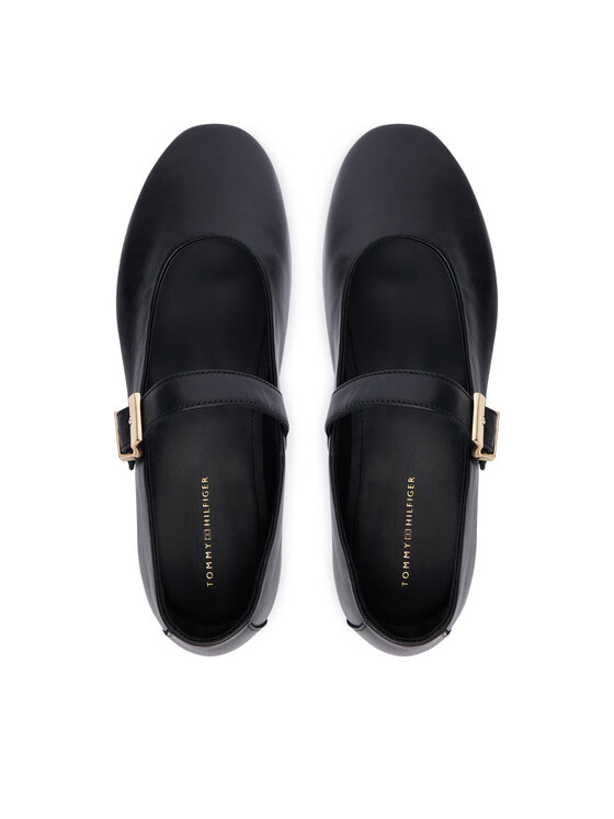Tommy Hilfiger Tommy Hilfiger Balerinke Buckle Leather Ballerina FW0FW09684 Crna