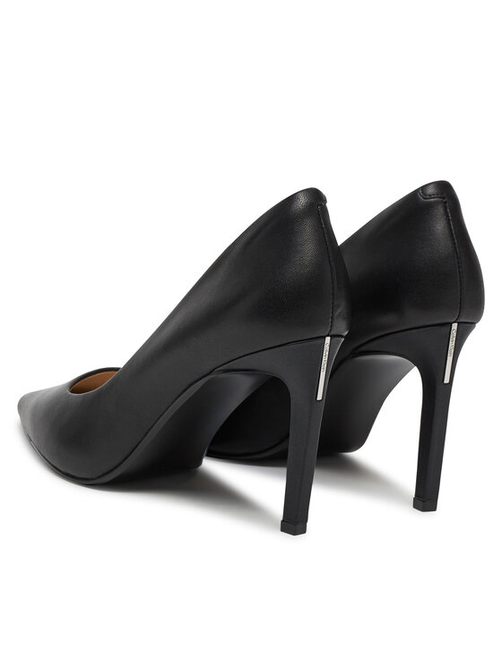 Calvin Klein Calvin Klein Pantofi cu toc subțire Pump 90 Pointy Hw Bar Lth HW0HW02527 Negru