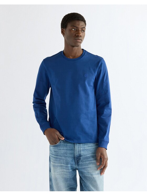 Wrangler Wrangler T-Shirt LS TEE Niebieski Regular Fit