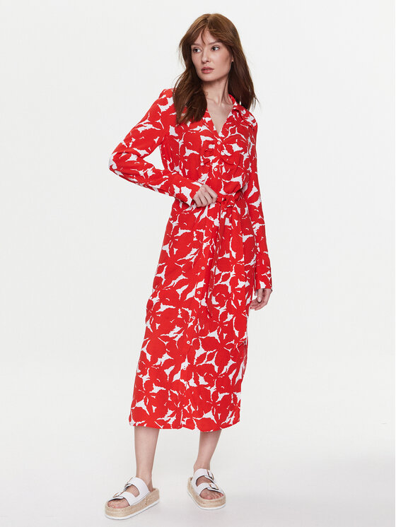 Red printed 2024 smock dress topshop