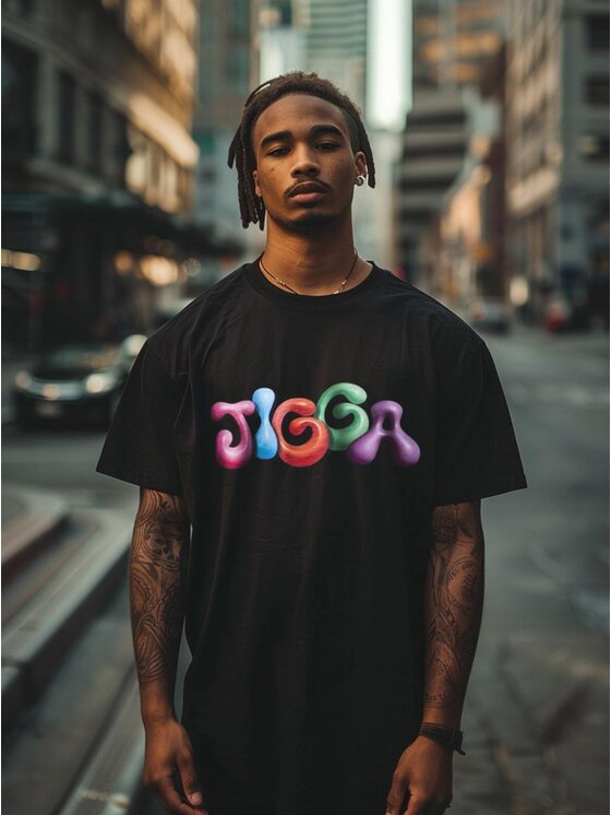 Jigga Wear Jigga Wear T-Shirt Koszulka Z Krótkim Rękawem Oversize Męska Czarna Jigga Wear Colorfull L Czarny Oversize