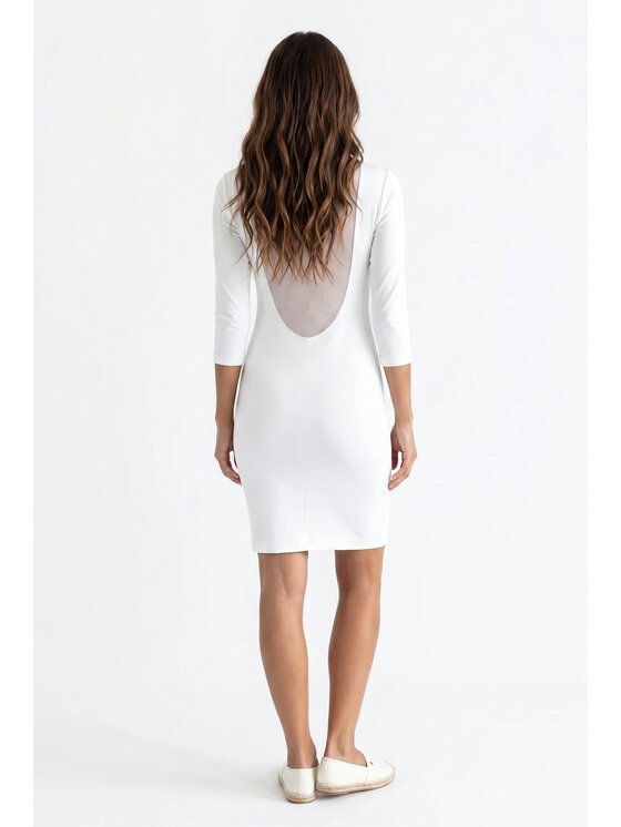 FIGL FIGL Sukienka koktajlowa M1351 Kremowy Straight Fit