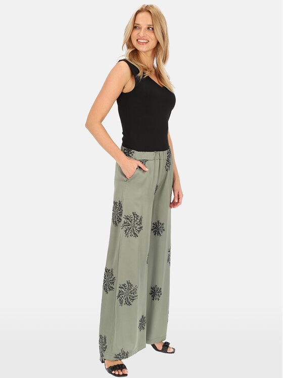 Perso Perso Bavlnené nohavice PTE242379F Kaki Regular Fit