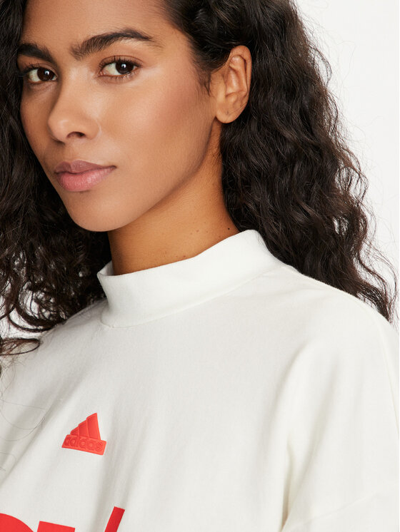 adidas adidas Суитшърт French Terry Print IS4284 Бял Loose Fit