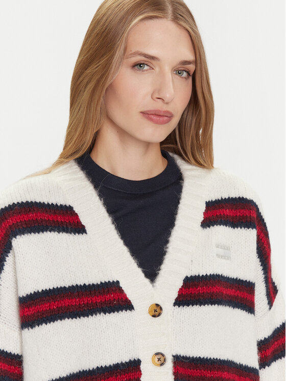 Tommy Jeans Tommy Jeans Strickjacke Badge DW0DW21678 Écru Relaxed Fit