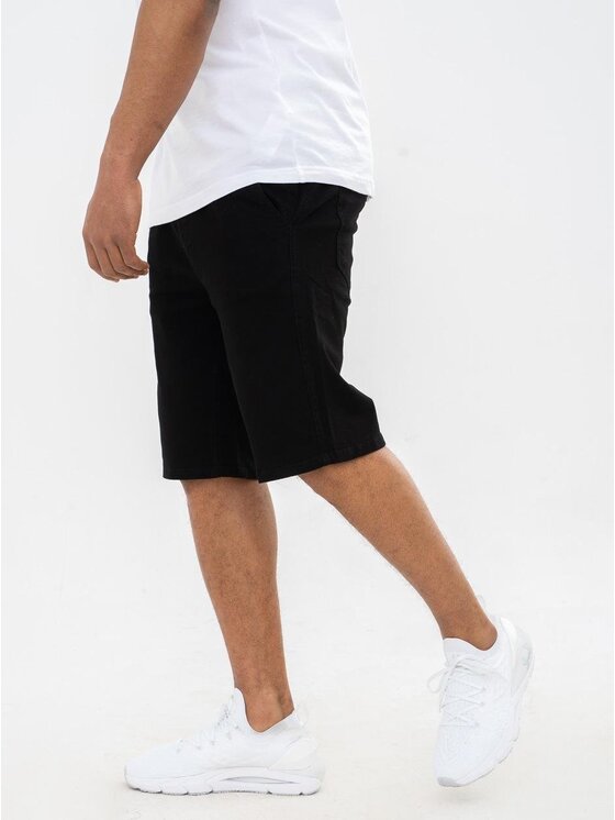 Jigga Wear Jigga Wear Szorty materiałowe Krótkie Spodenki Ze Ściągaczem Czarne / Białe Jigga Wear Crown M Czarny Regular Fit