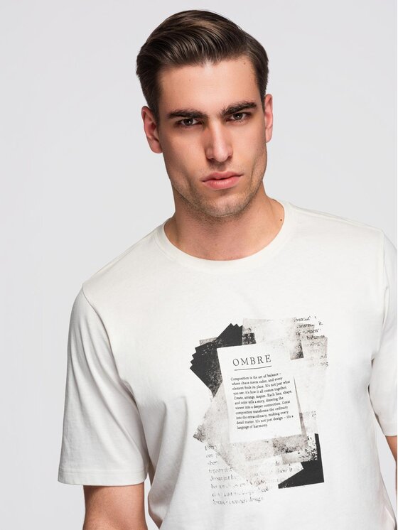 Ombre Ombre T-Shirt OM-TSPT-0261 Biały Regular Fit