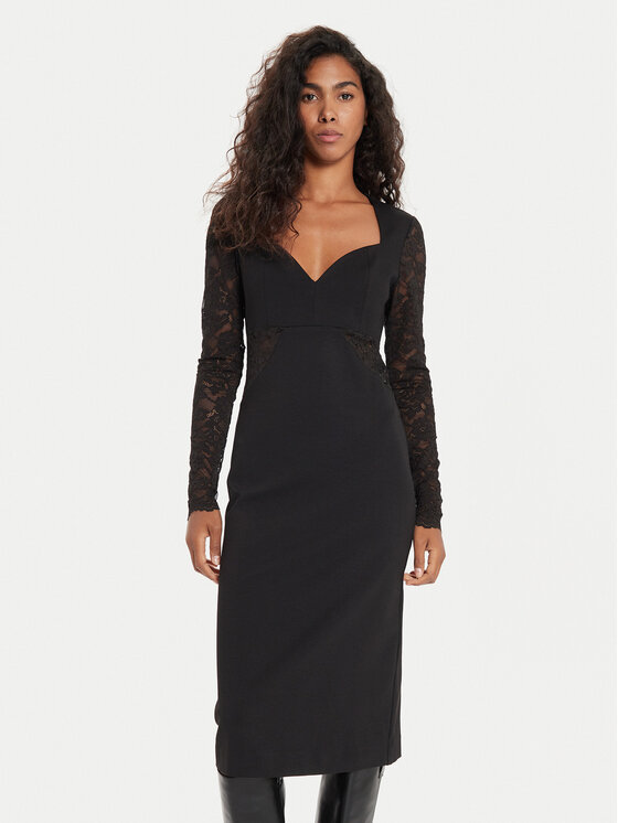 TWINSET TWINSET Коктейлна рокля 241TP2341 Черен Slim Fit