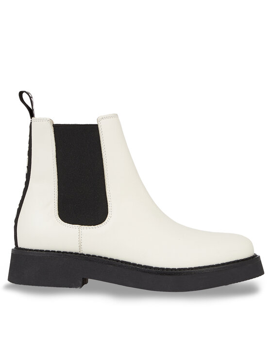 Tommy Jeans Tommy Jeans Kotníková obuv s elastickým prvkem Tjw Chelsea Flat EN0EN02311 Bílá