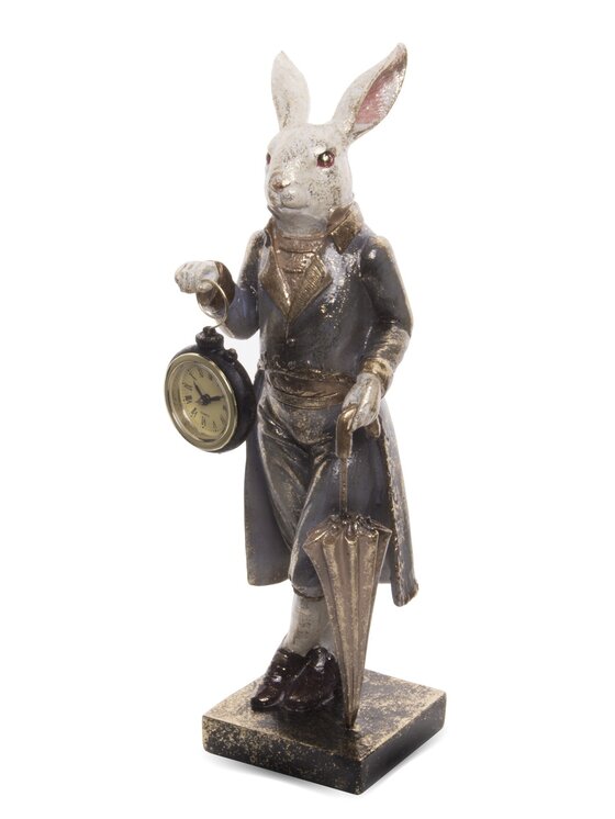 MIAhome MIAhome Figurka królik 34x12x9 cm ELEGANT IV w błyszczącym fraku i z zegarkiem Kolorowy
