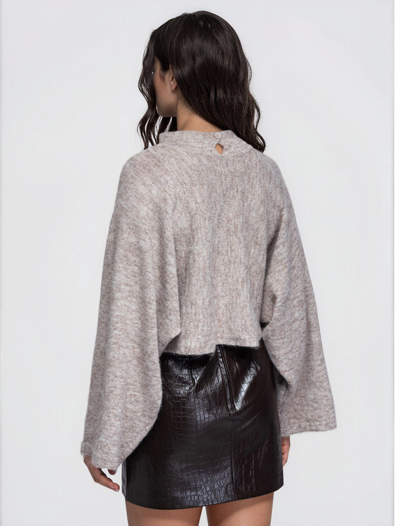 Ombre Ombre Sweter OW-SW-E0063 Beżowy Relaxed Fit