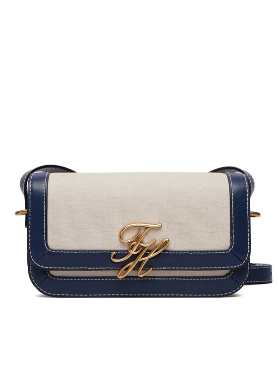 Tommy Hilfiger Tommy Hilfiger Torbica Th Script Flap Crossover Canvas AW0AW18737 Krem